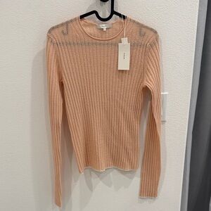 Vince Cashmere Peach Long Sleeve Ribbed Top